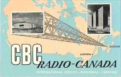 QSL from Canadian Broadcasting Corporation (CBC) in New Brunswick, Canada