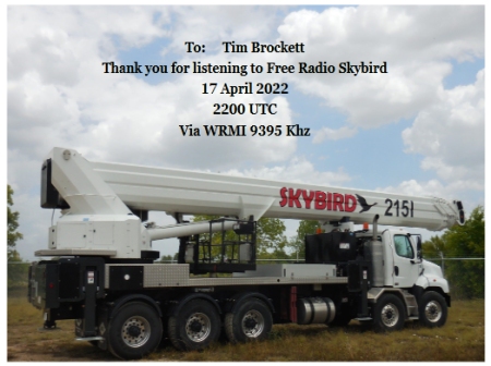 QSL from Radio Free Skybird in New Hampshire