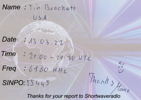 QSL from ShortwaveRadio.de, Winsen, Germany