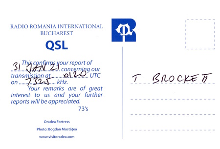 QSL from Radio Romania