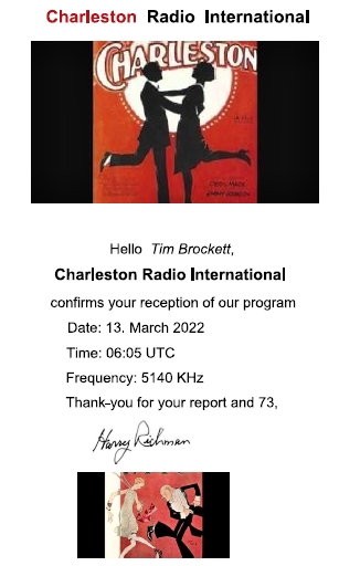 QSL from Charelston Radio International in Berlin, Germany