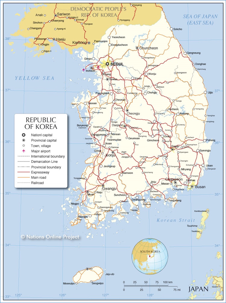 Political map of South Korea