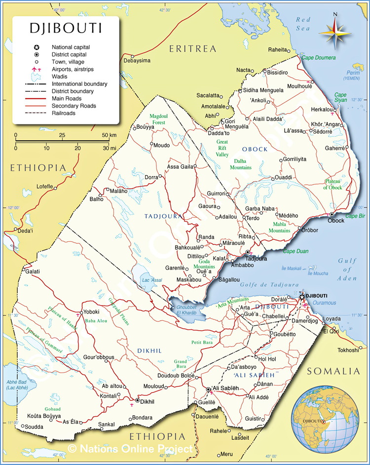 Djibouti, Africa map